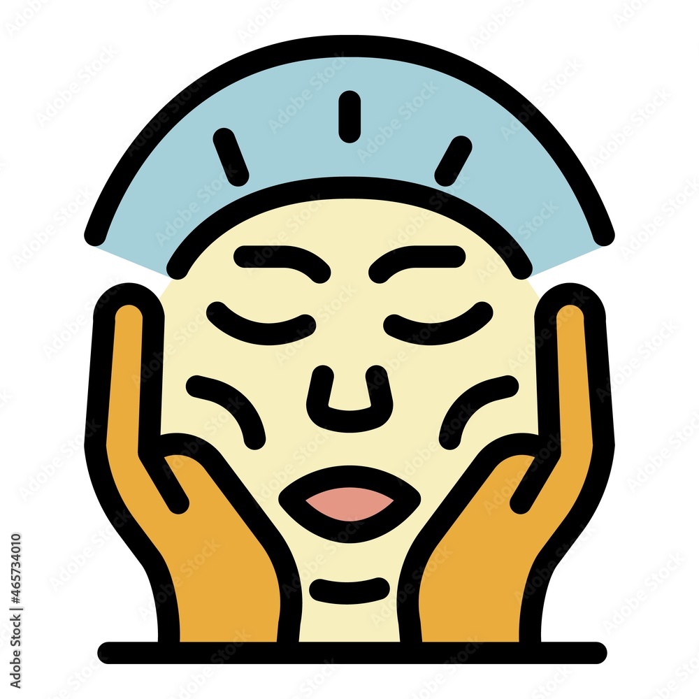 Poster applying cream on face icon. outline applying cream on face vector icon color flat isolated