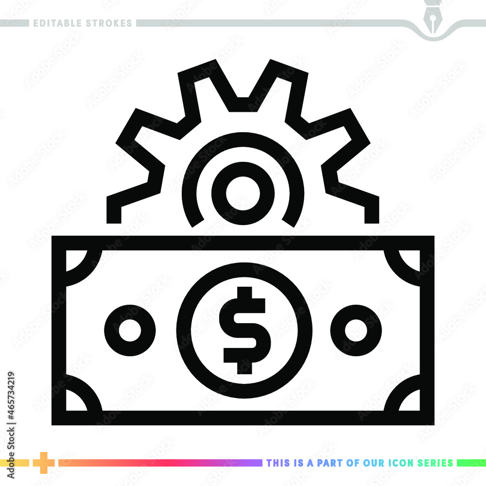 Aufkleber editable line icon of skills and wages as a customizable black stroke eps vector graphic.