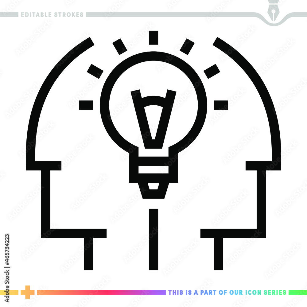 Poster editable line icon of collaboration interview as a customizable black stroke eps vector graphic.