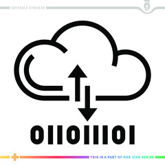 Editable line icon of cloud computing as a customizable black stroke eps vector graphic.