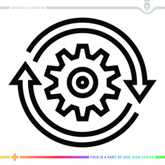 Editable line icon of automotive industry as a customizable black stroke eps vector graphic.