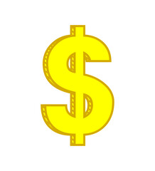 Dollar symbol in yellow color with relief