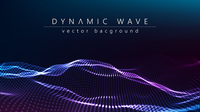 Wave of particles. Technology background concept dynamic wave Vector illustration. Futuristic point wave.