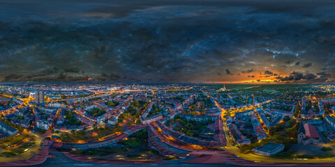 Ludwigshafen and Mannheim 360° x 180° aerial skypano at night