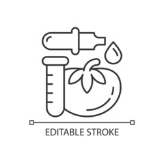 Food additives and preservatives linear icon. Food supplement. Products with harmful substances. Thin line customizable illustration. Contour symbol. Vector isolated outline drawing. Editable stroke