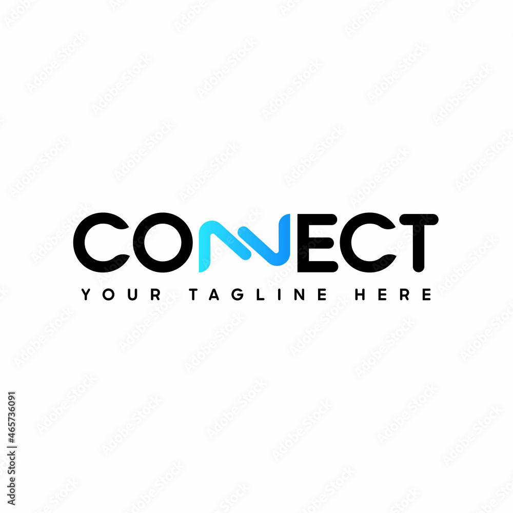 Aufkleber Connect Black and Blue Orange Uppercase Logo Design Template Elements. Connected linked NN letters as a connection. Modern Networking Logo Design Vector.