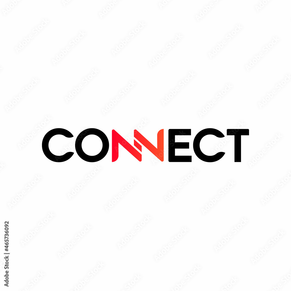 Poster Connect Black and Red Orange Uppercase Logo Design Template Elements. Connected linked NN letters as a connection. Modern Networking Logo Design Vector.