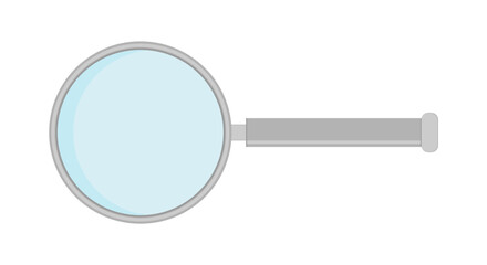 Lupa, vidrio de aumento con mango metálico aislado en blanco