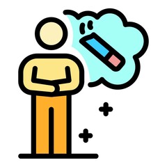 Man and cigarette icon. Outline man and cigarette vector icon color flat isolated
