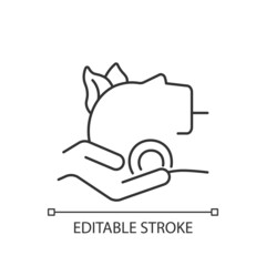 Craniosacral therapy linear icon. Relieve tightness in head. Alternative therapy. Migraine relief. Thin line customizable illustration. Contour symbol. Vector isolated outline drawing. Editable stroke