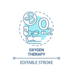 Oxygen therapy blue concept icon. Pulmonary rehabilitation abstract idea thin line illustration. Therapy indications. Low blood oxygen. Vector isolated outline color drawing. Editable stroke - obrazy, fototapety, plakaty