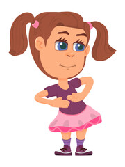 Dancing girl. Young woman dancer character in cartoon style