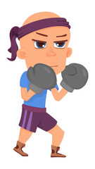 Fighter boy in boxing gloves. Cartoon martial arts kid