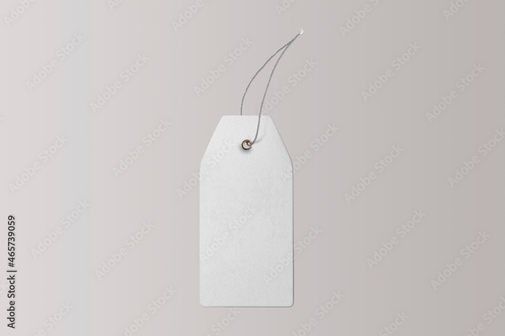 Poster empty blank white price tag mock up isolated on a grey background. 3d rendering.