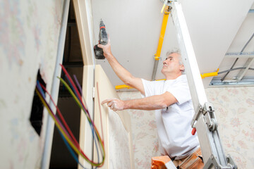 a man is renovating house