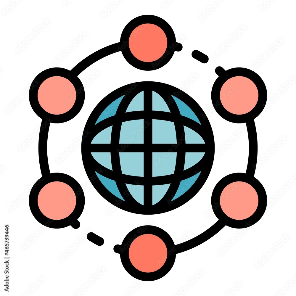 Aufkleber globe and gps icon. outline globe and gps vector icon color flat isolated