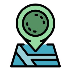 GPS tag icon. Outline GPS tag vector icon color flat isolated