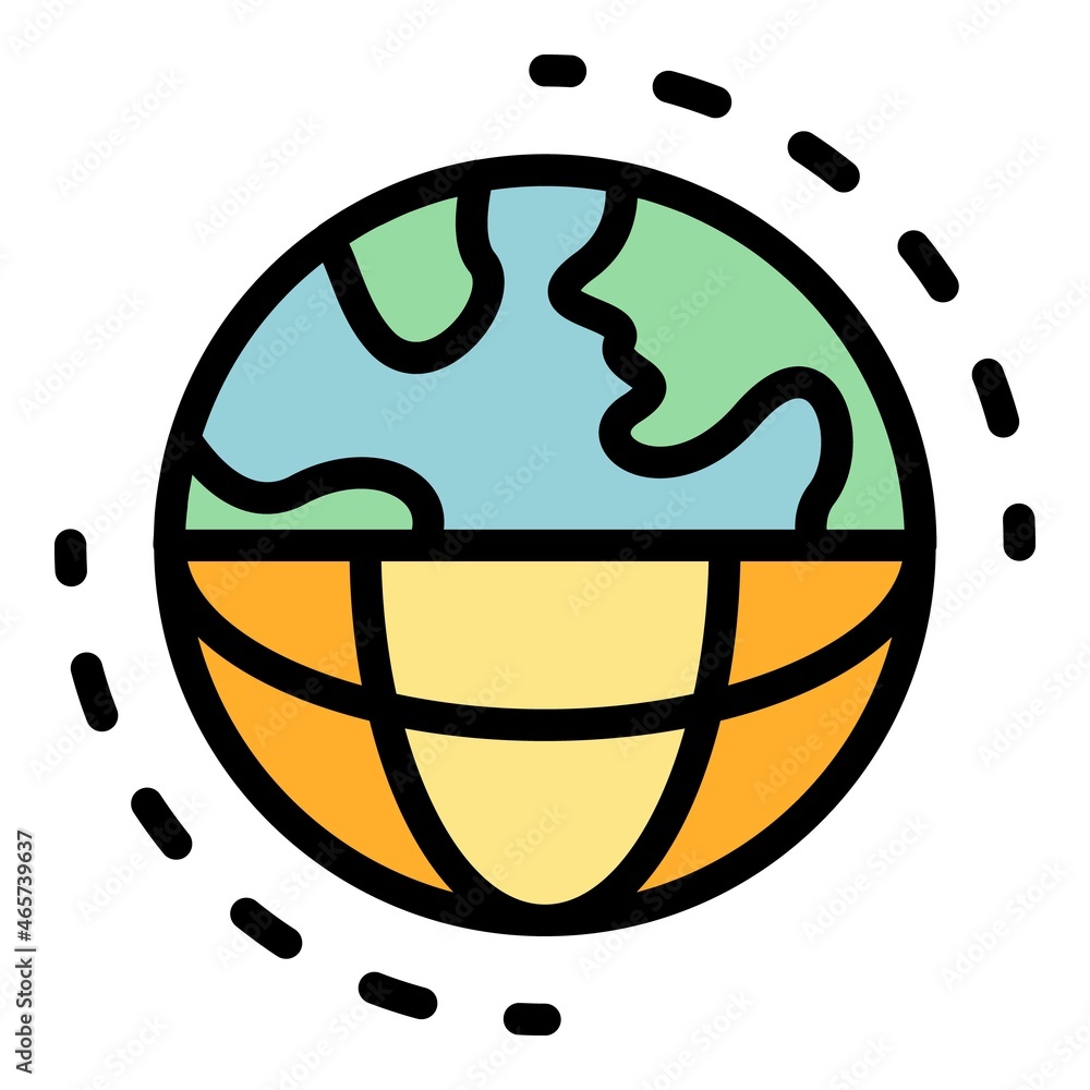 Poster planet globe icon. outline planet globe vector icon color flat isolated