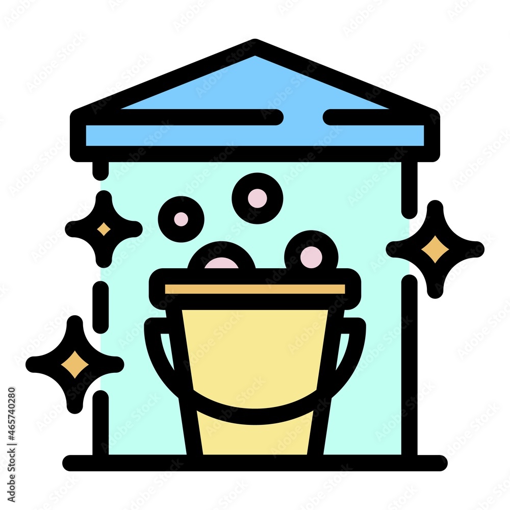 Poster bucket with foam icon. outline bucket with foam vector icon color flat isolated