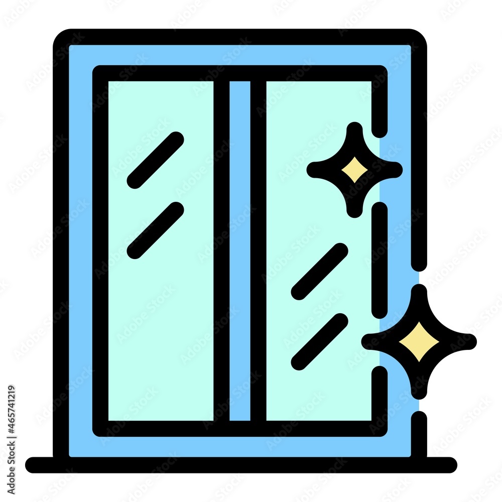 Poster sparkling window icon. outline sparkling window vector icon color flat isolated