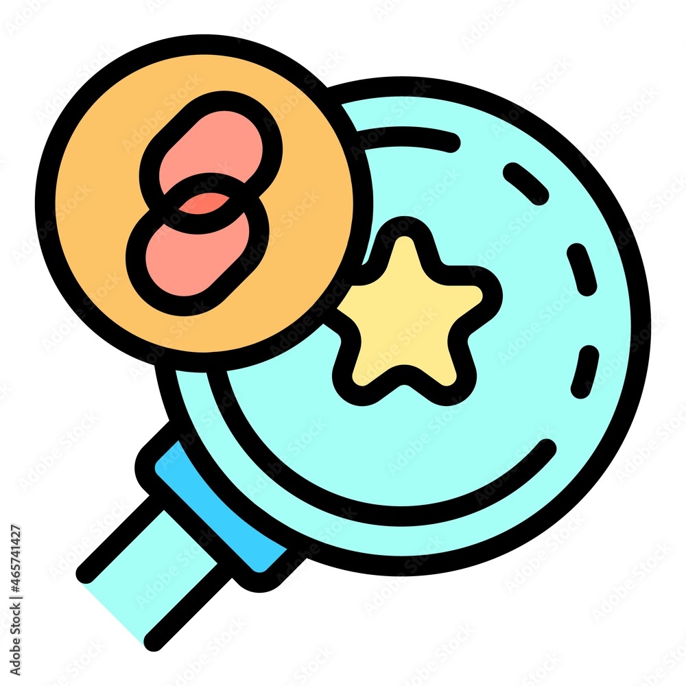 Poster link star and magnifier icon. outline link star and magnifier vector icon color flat isolated