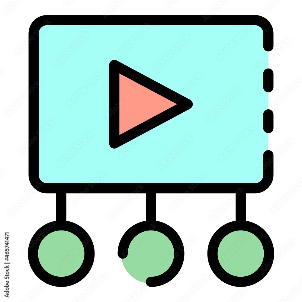 Poster arrow on the button icon. outline arrow on the button vector icon color flat isolated