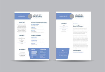 Curriculum vitae CV Resume Template Design or Personal Details for Job Application  