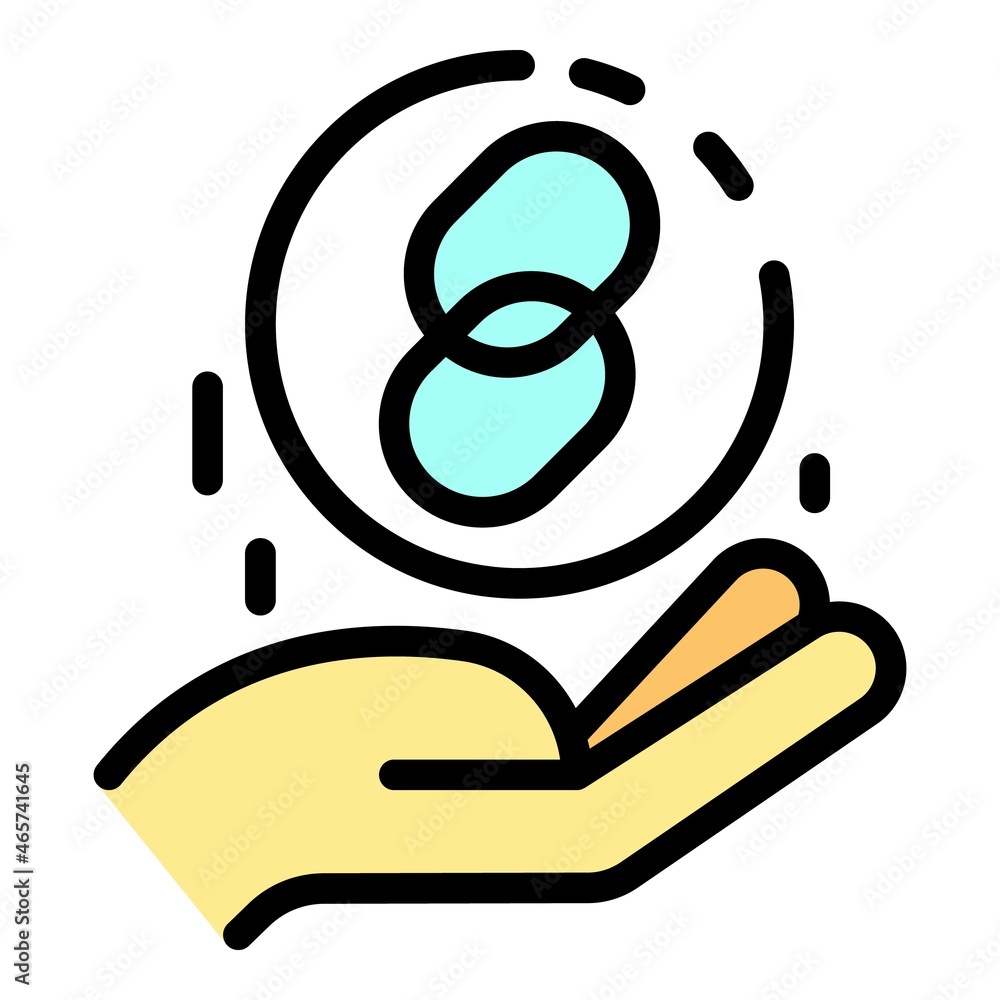 Poster hyperlink in the hand icon. outline hyperlink in the hand vector icon color flat isolated