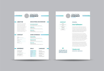 Curriculum vitae CV Resume Template Design or Personal Details for Job Application   - obrazy, fototapety, plakaty