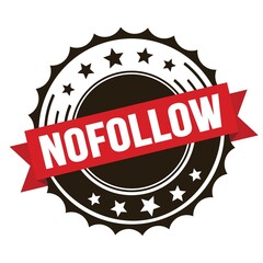NOFOLLOW text on red brown ribbon stamp.