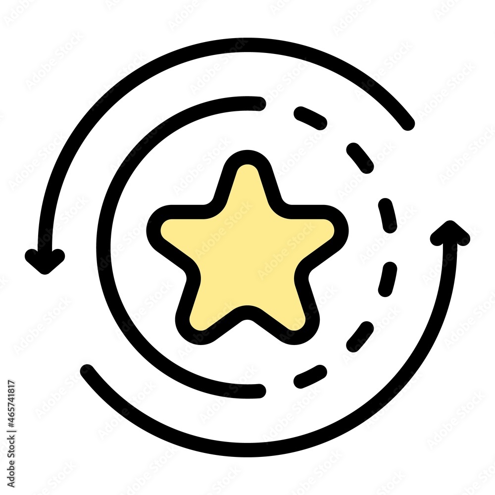 Poster star in the circle and arrows icon. outline star in the circle and arrows vector icon color flat iso