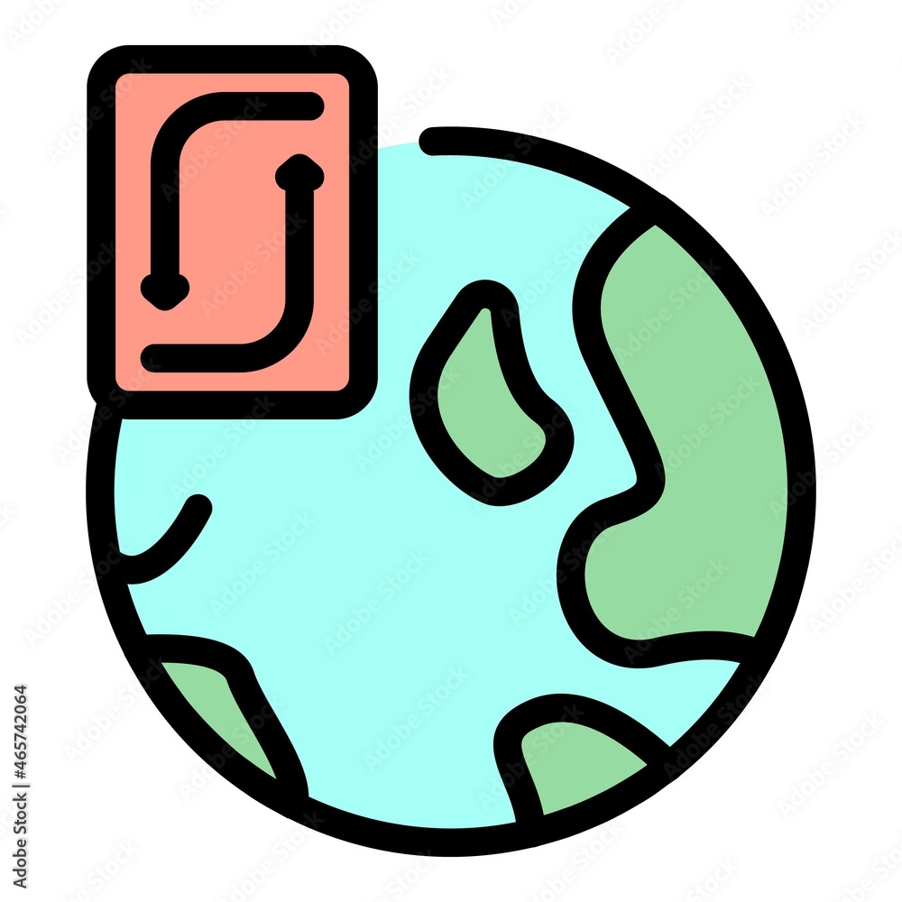 Poster globe and reload sign icon. outline globe and reload sign vector icon color flat isolated