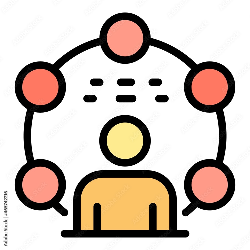 Poster man in the circle icon. outline man in the circle vector icon color flat isolated