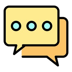 Two chat bubbles icon. Outline two chat bubbles vector icon color flat isolated