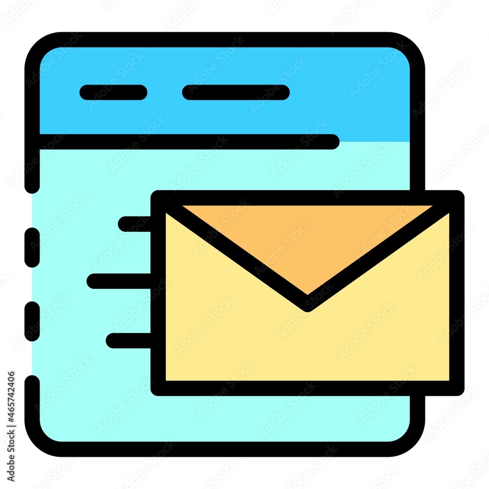 Poster email web application icon. outline email web application vector icon color flat isolated