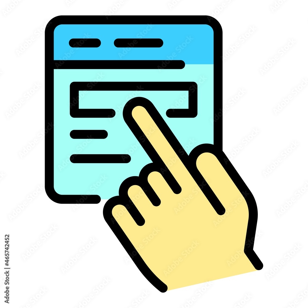 Poster touch application button icon. outline touch application button vector icon color flat isolated