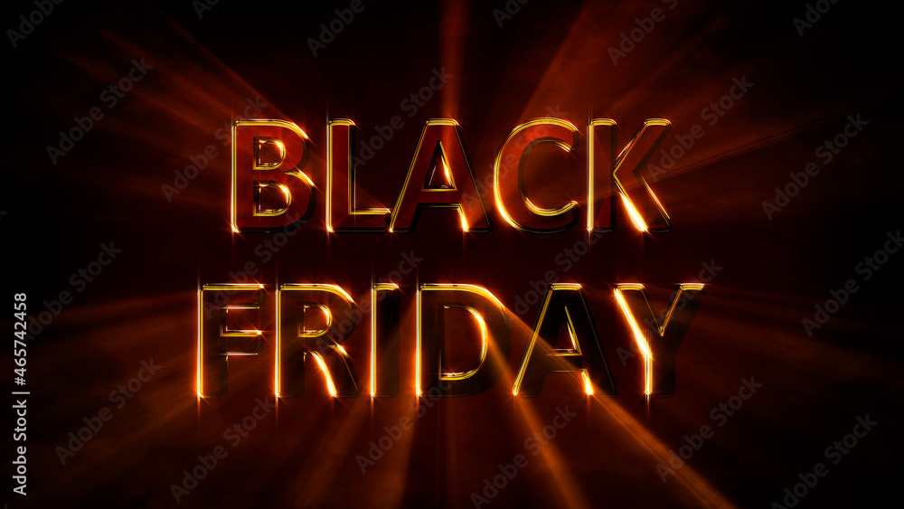 Poster bright glowing text for black friday giveaway, isolated - object 3d rendering
