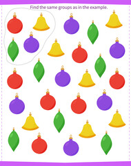  A game for children. Find all the groups of Christmas balls and circle them as shown in the sample.