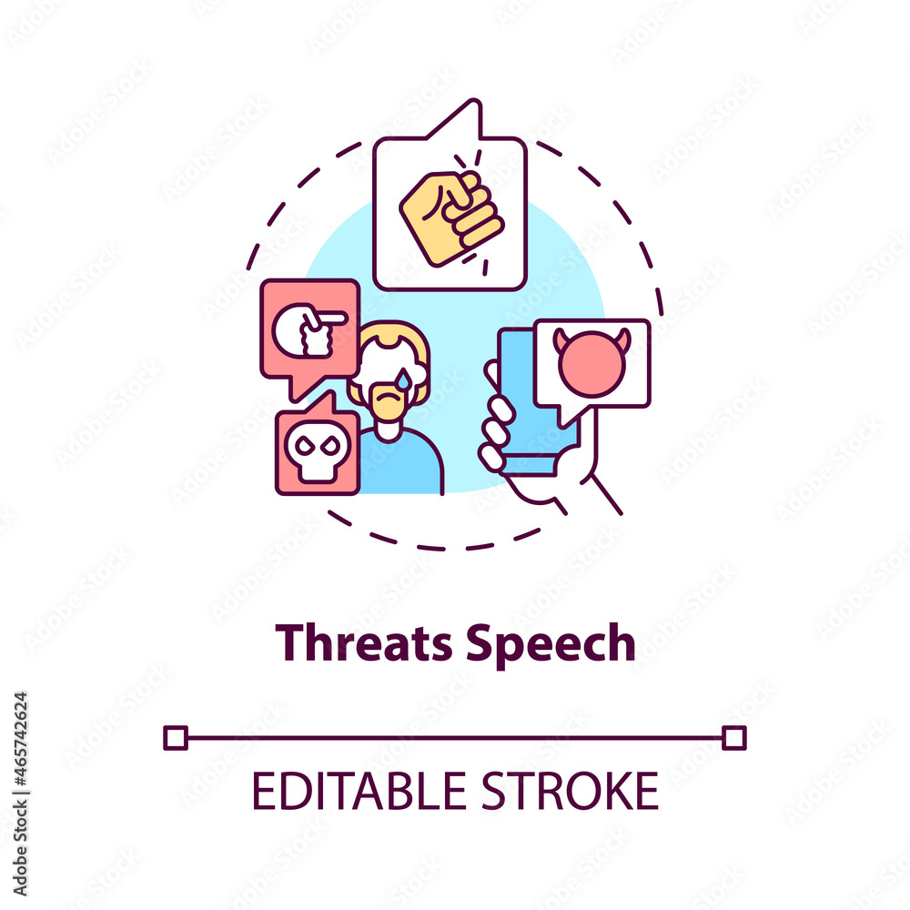Aufkleber threats speech concept icon. non-protected speech type abstract idea thin line illustration. threate
