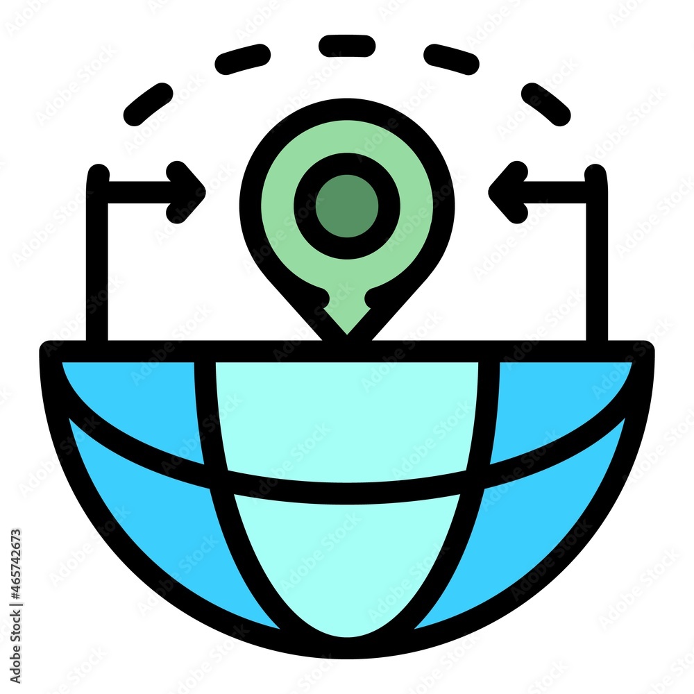 Aufkleber point and half globe icon. outline point and half globe vector icon color flat isolated
