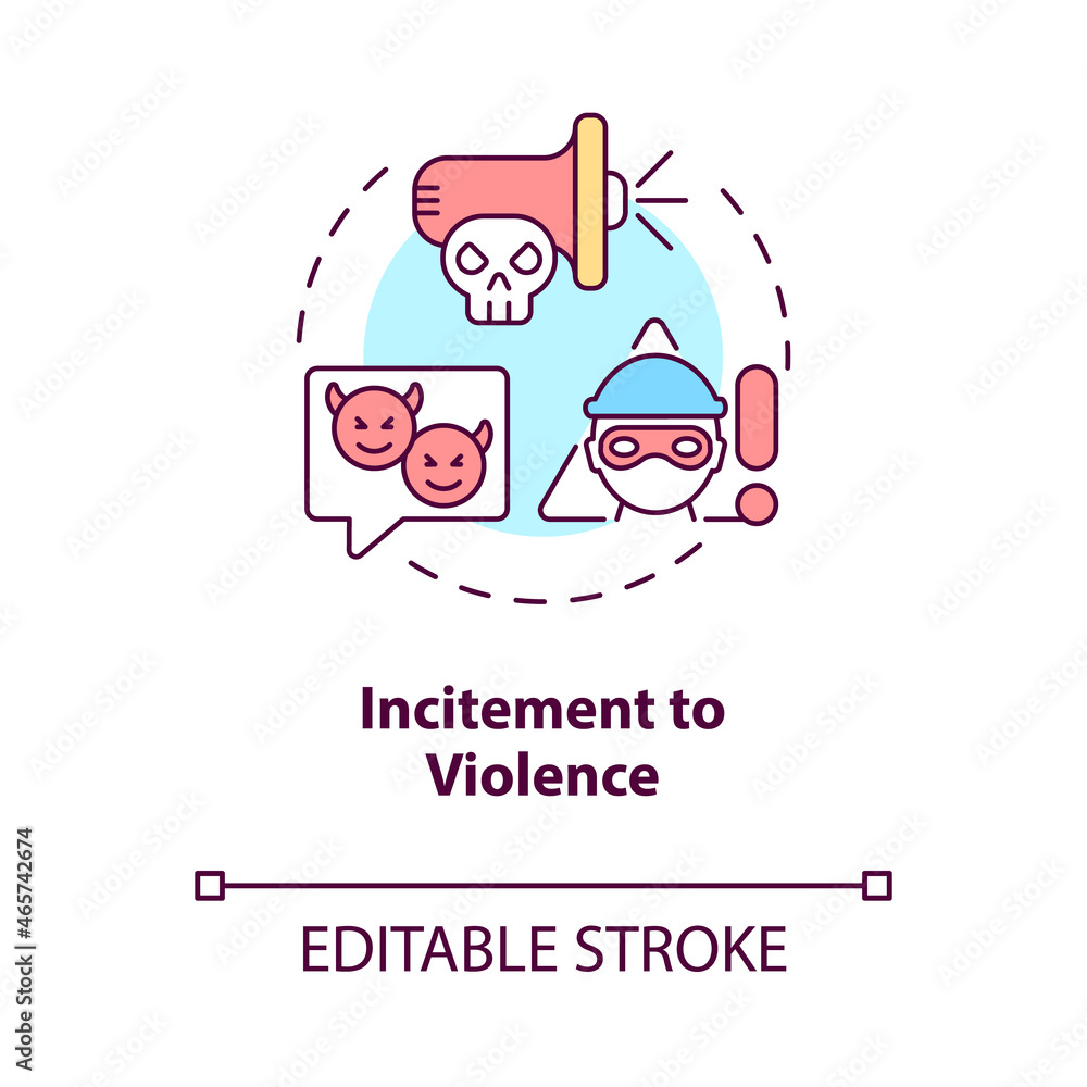 Poster incitement to violence concept icon. non-protected speech type abstract idea thin line illustration.