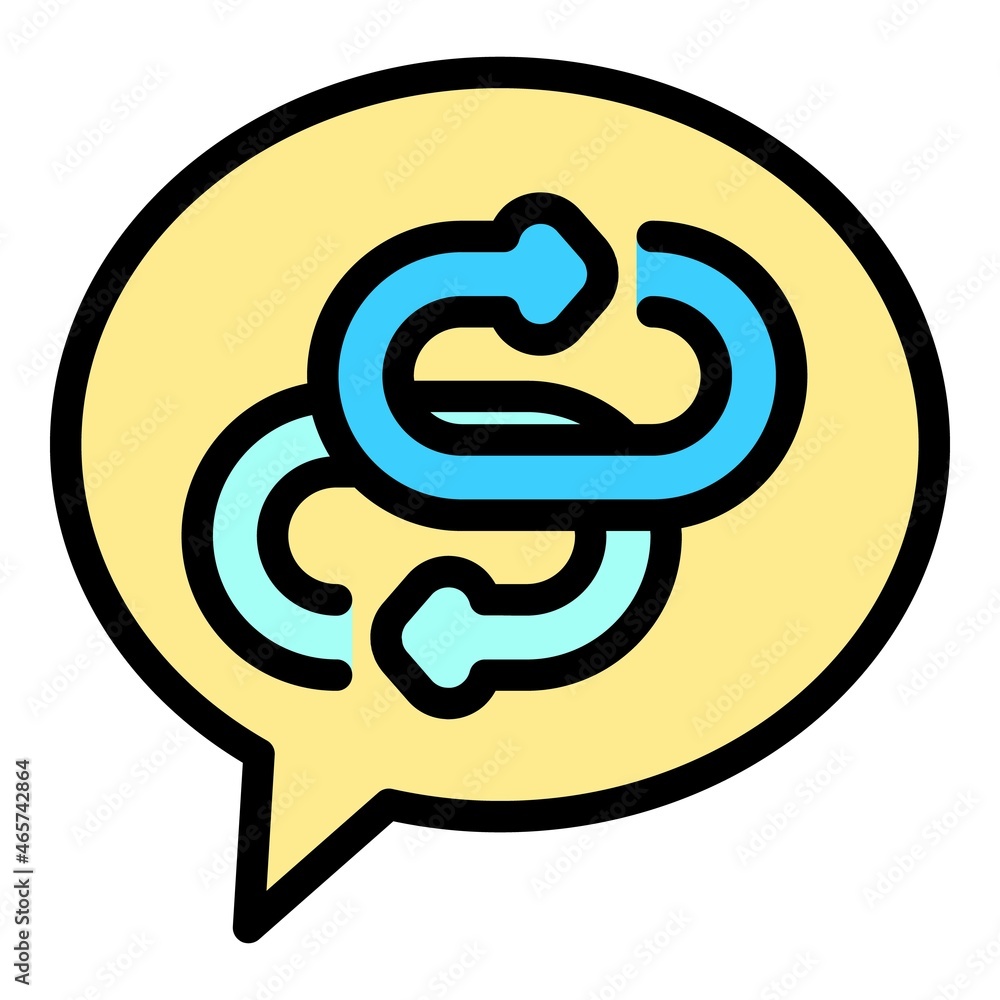Poster link in a chat bubble icon. outline link in a chat bubble vector icon color flat isolated