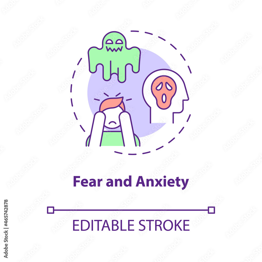 Poster fear and anxiety concept icon. hate speech effect abstract idea thin line illustration. post-traumat