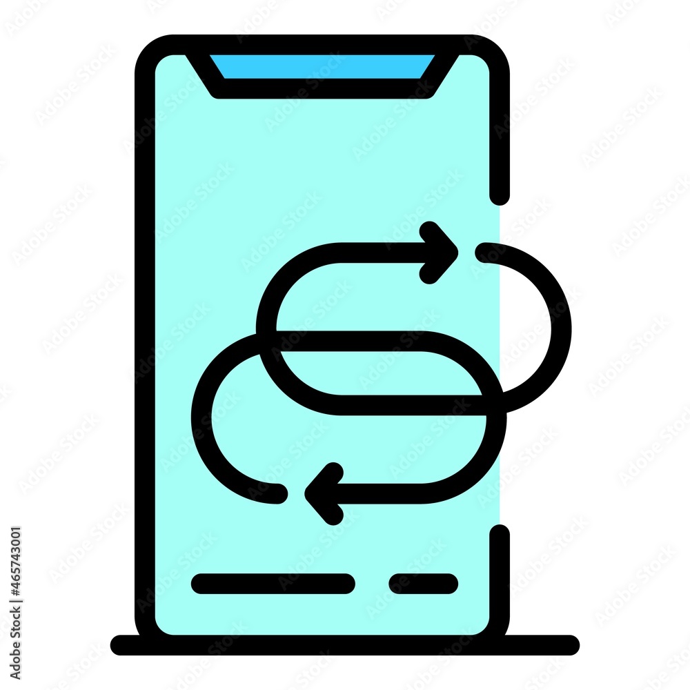Poster two refresh signs smartphone icon. outline two refresh signs smartphone vector icon color flat isola
