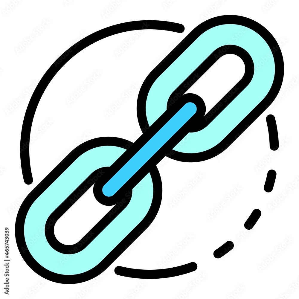 Poster link in a circle icon. outline link in a circle vector icon color flat isolated