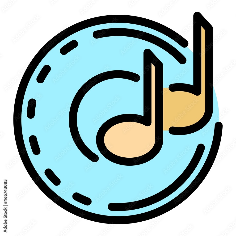 Aufkleber music notes in a circle icon. outline music notes in a circle vector icon color flat isolated