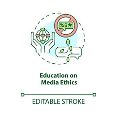 Education on media ethics concept icon. Hate speech countering abstract idea thin line illustration. Promote ethical standards. Peaceful society. Vector isolated outline color drawing. Editable stroke