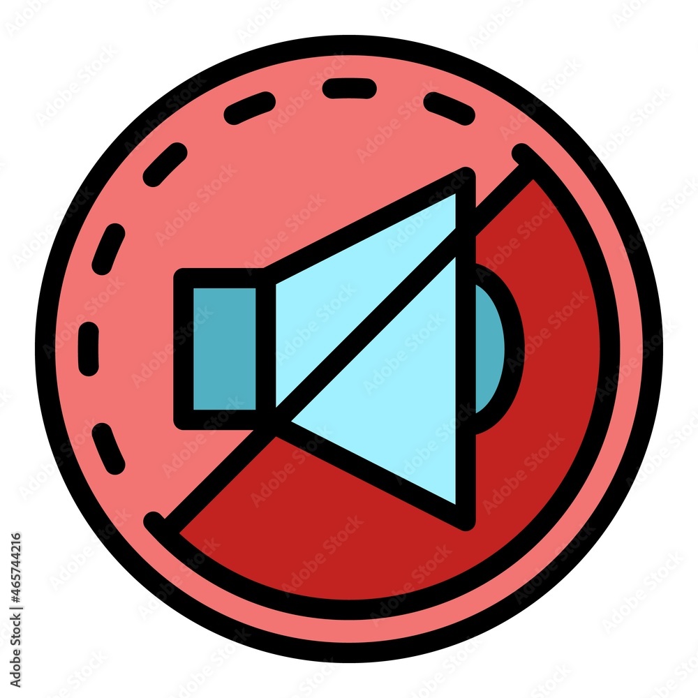 Poster sound off sign in a circle icon. outline sound off sign in a circle vector icon color flat isolated