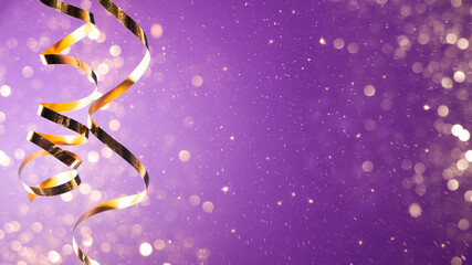 Celebration party background in gold and purple