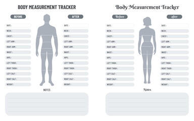 Body measurement tracker for men and women, weight loss tracker